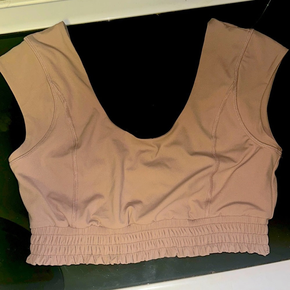 Free People Movement Starlight Crop Top in tan/beige